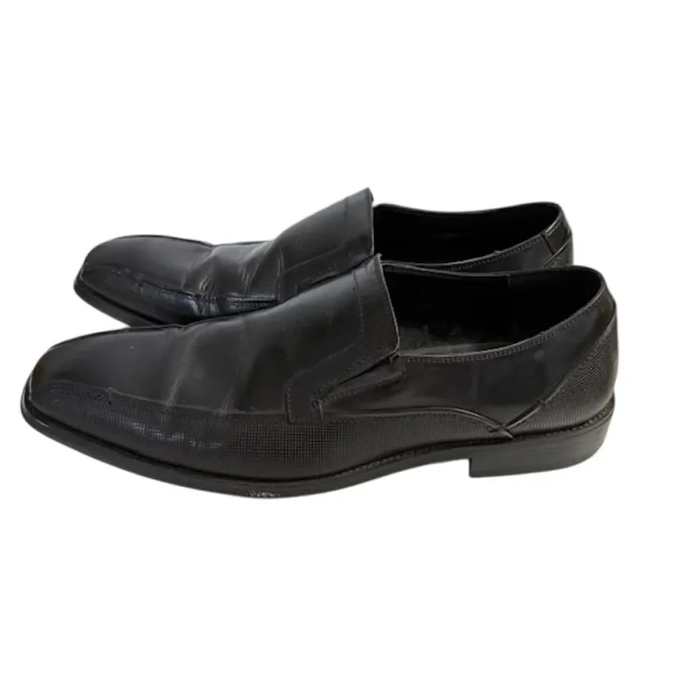 Reaction Kenneth Cole Men's Black Leather Loafers Witter Slip On Shoes Size 10 M